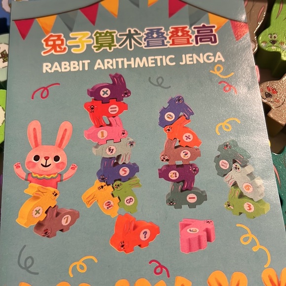 Amazon | Toys | Nib 9pc Rabbit Jenga Wooden Toys 36m Rabbit Arithmetic ...